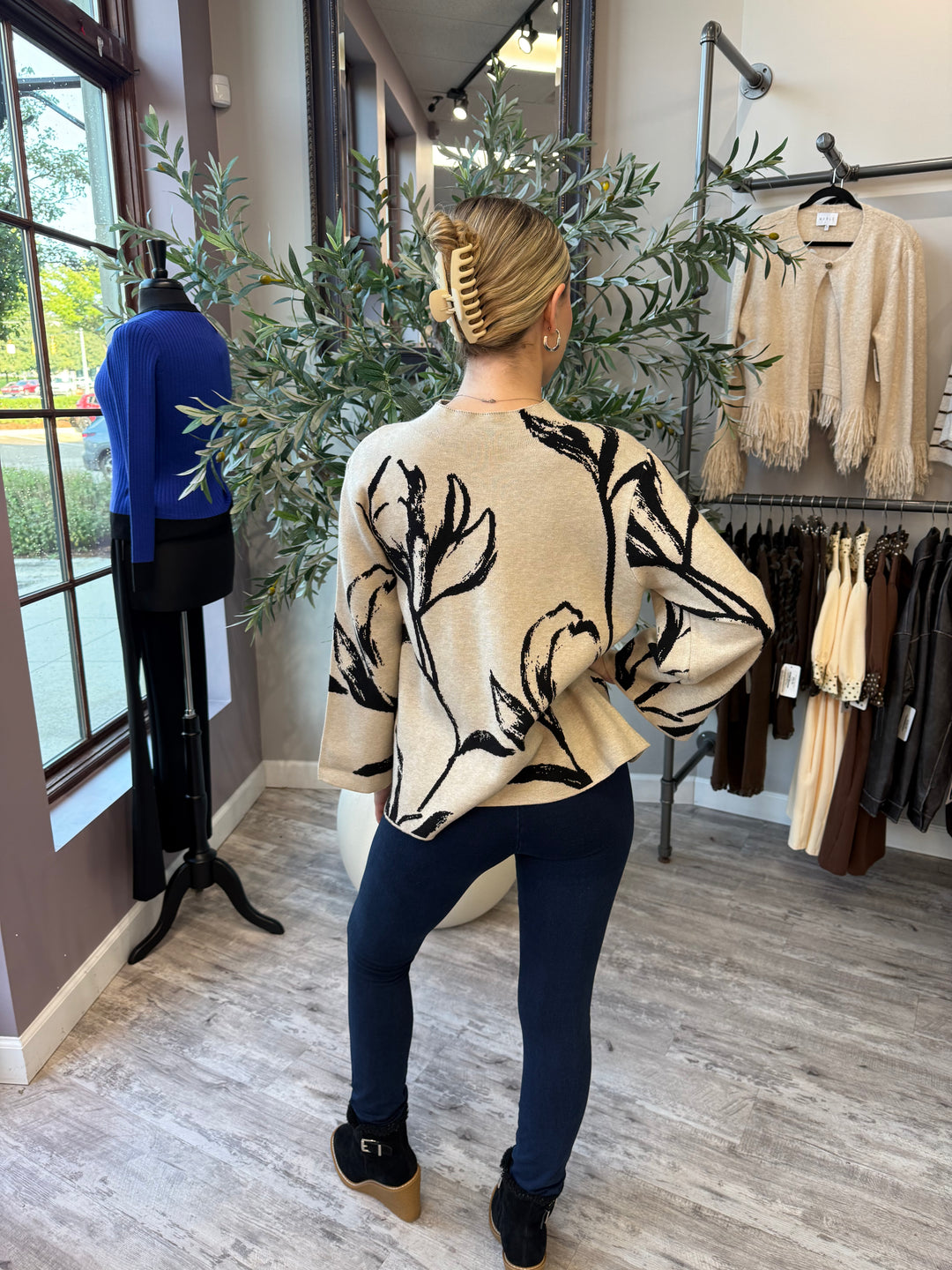 Floral Motif Sweater