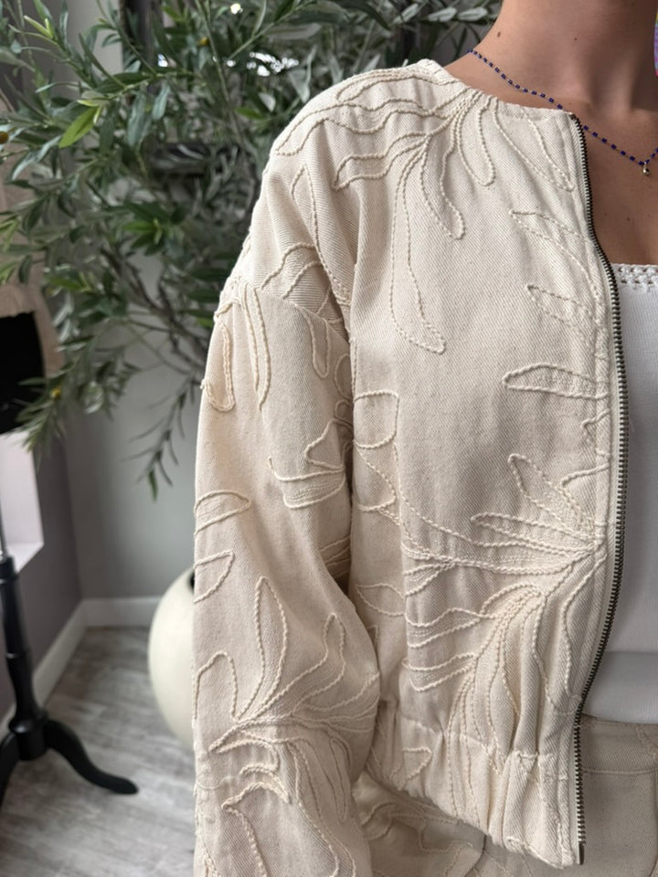 Mychaela Linen Bomber Jacket