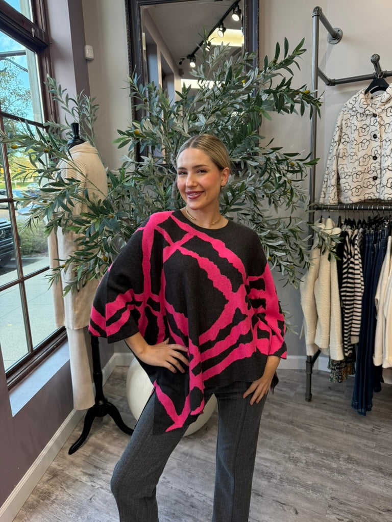 Abstract Knit Poncho