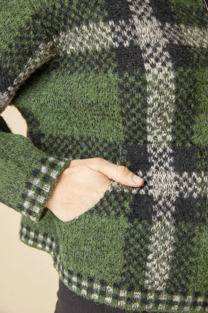Plaid About You Zip Jacket in Fern, side view