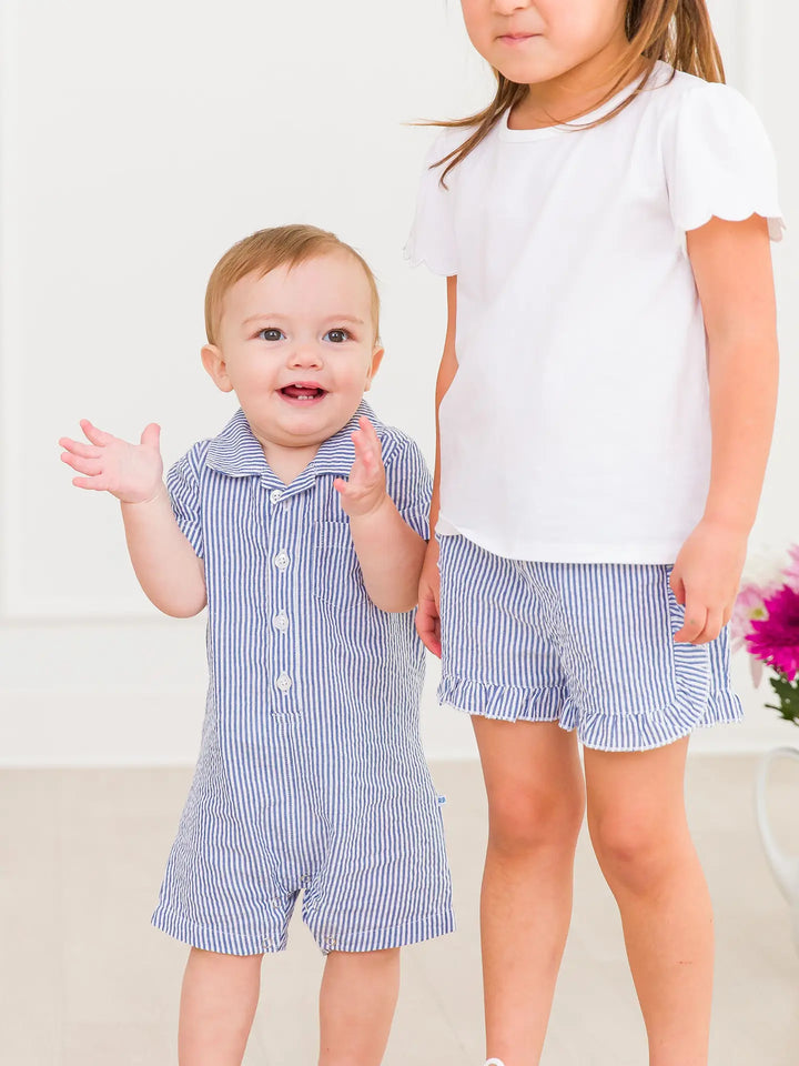 Seersucker Stripe Baby Romper