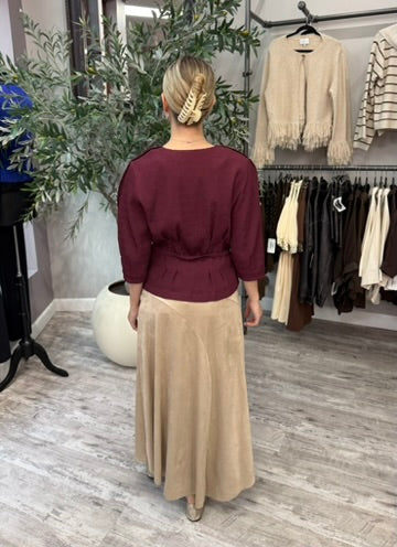 Salted Caramel Vegan Suede Skirt