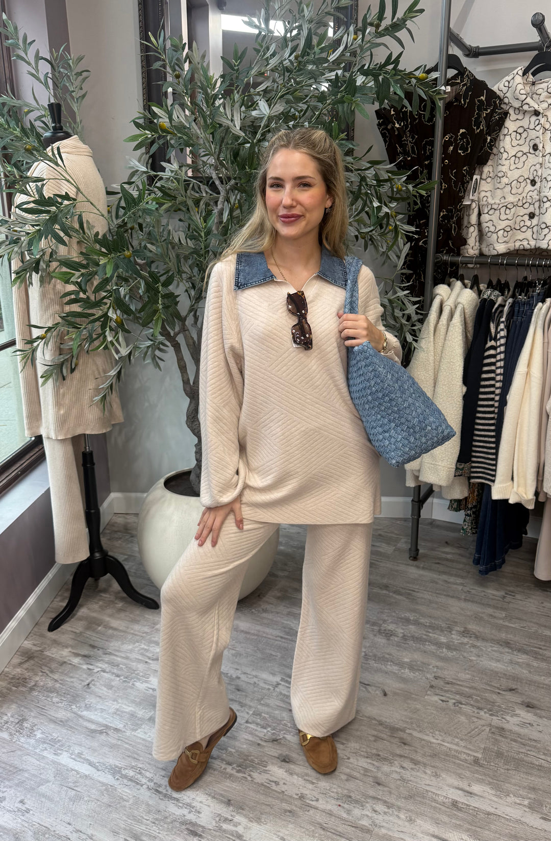 Chevron Charm Wide Leg Pant