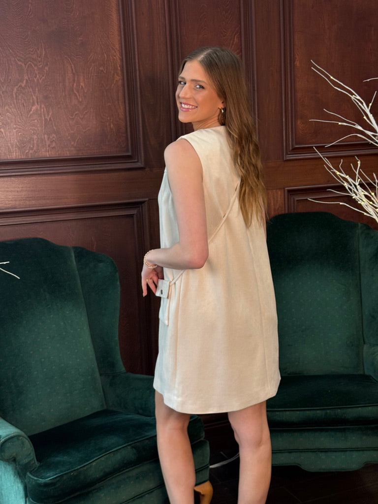 Vanilla Suede Dress with Pouch