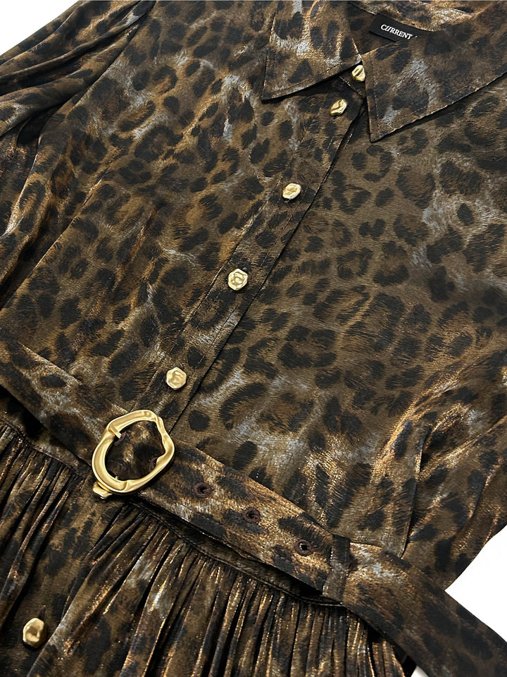 Serengeti Belted Leopard Midi Dress