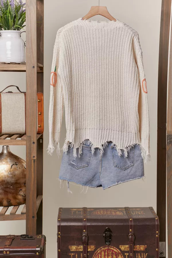 Pumpkin Patch Distressed Sweater