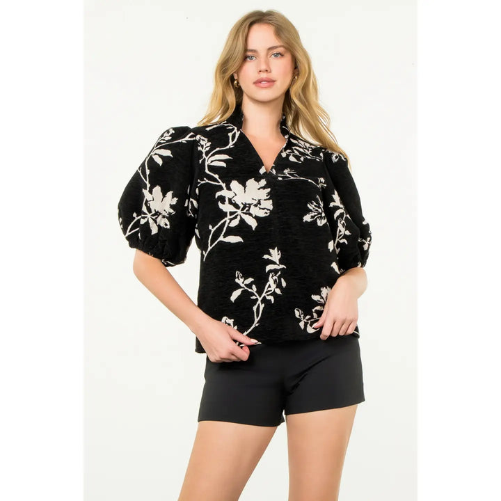 Chenille Puff Sleeve Top