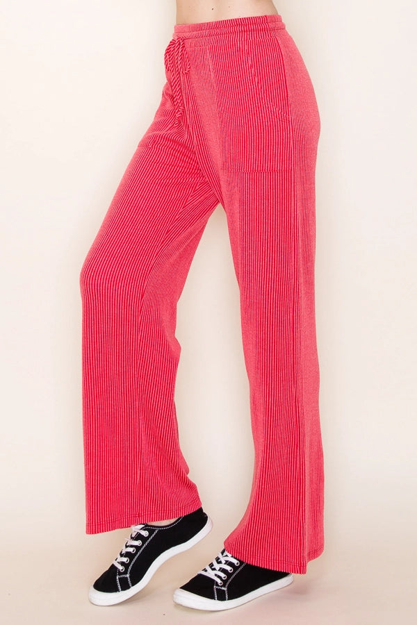 Up Late Ribbed Pant, Red