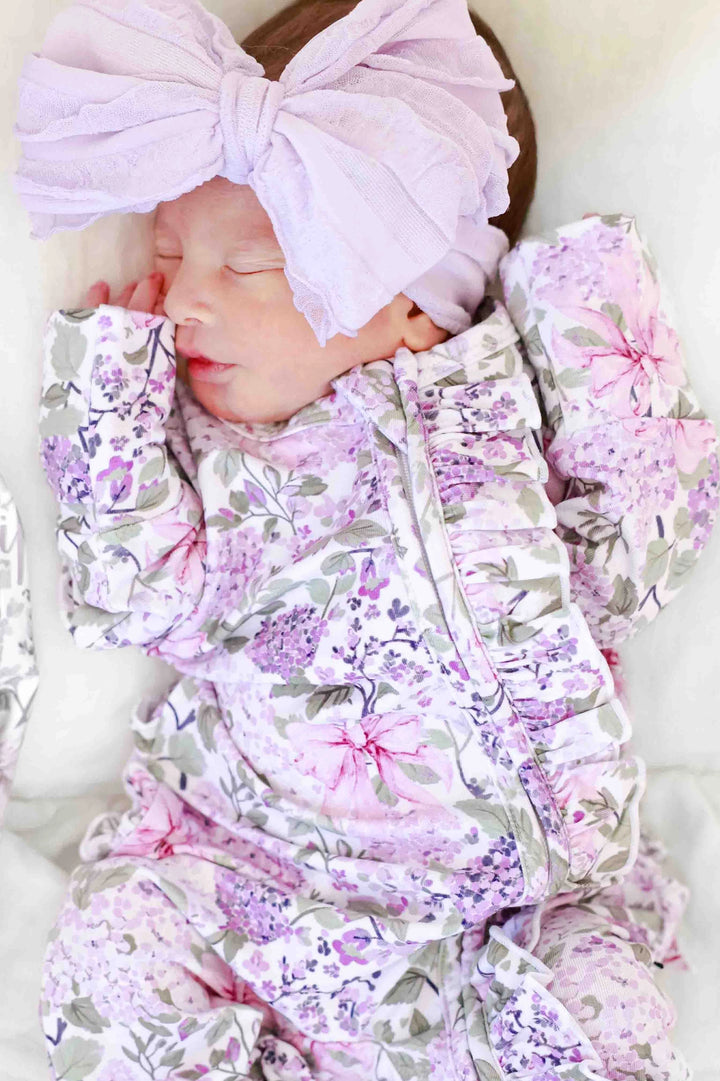 Lavender Lullaby Ruffle Footie