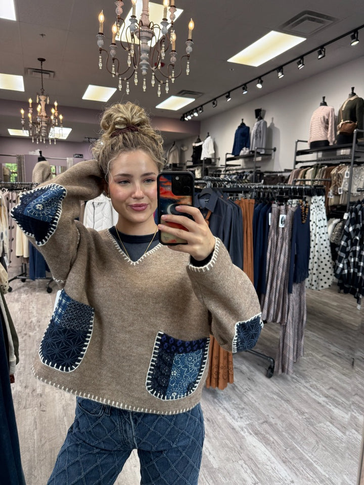 Faye Denim Pocket Sweater