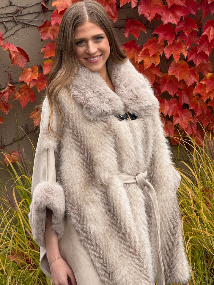 Aurora Herringbone Fur Wrap