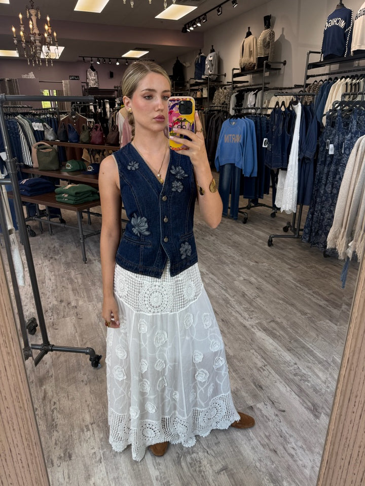 Boho Blossom Crochet Maxi Skirt