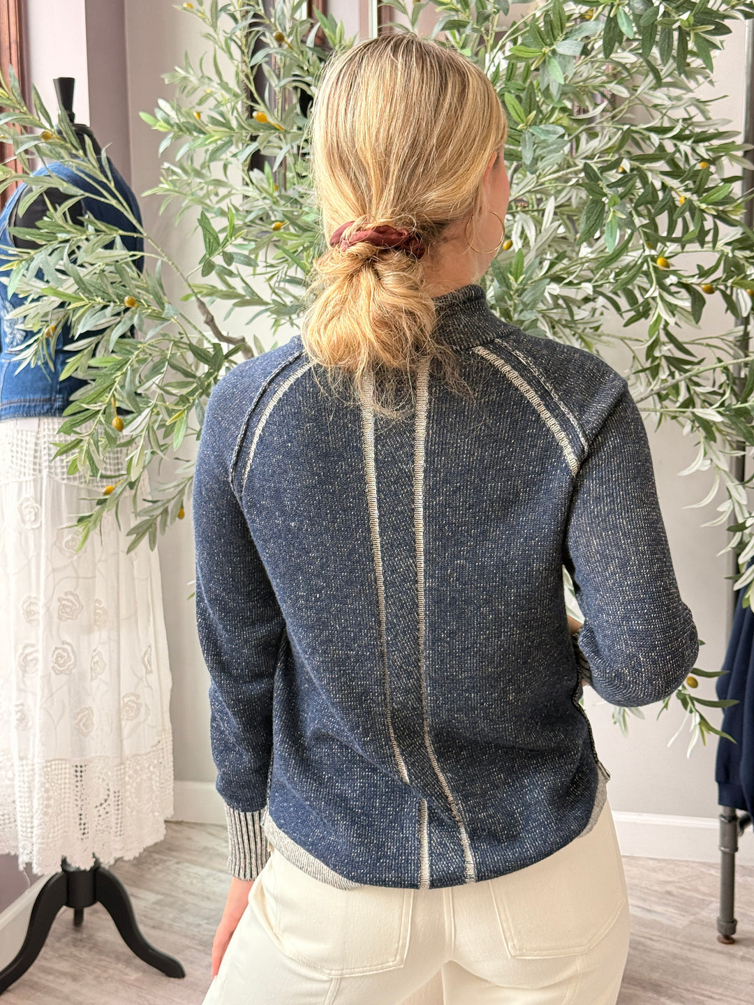 Indigo Two-Tone Zip-Up