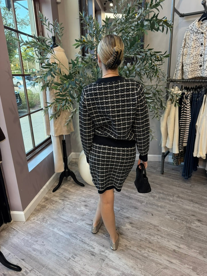 Preppy Plaid Tweed Skirt Set