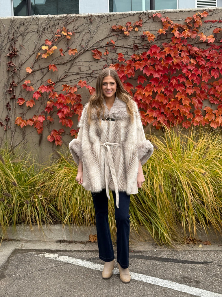 Aurora Herringbone Fur Wrap