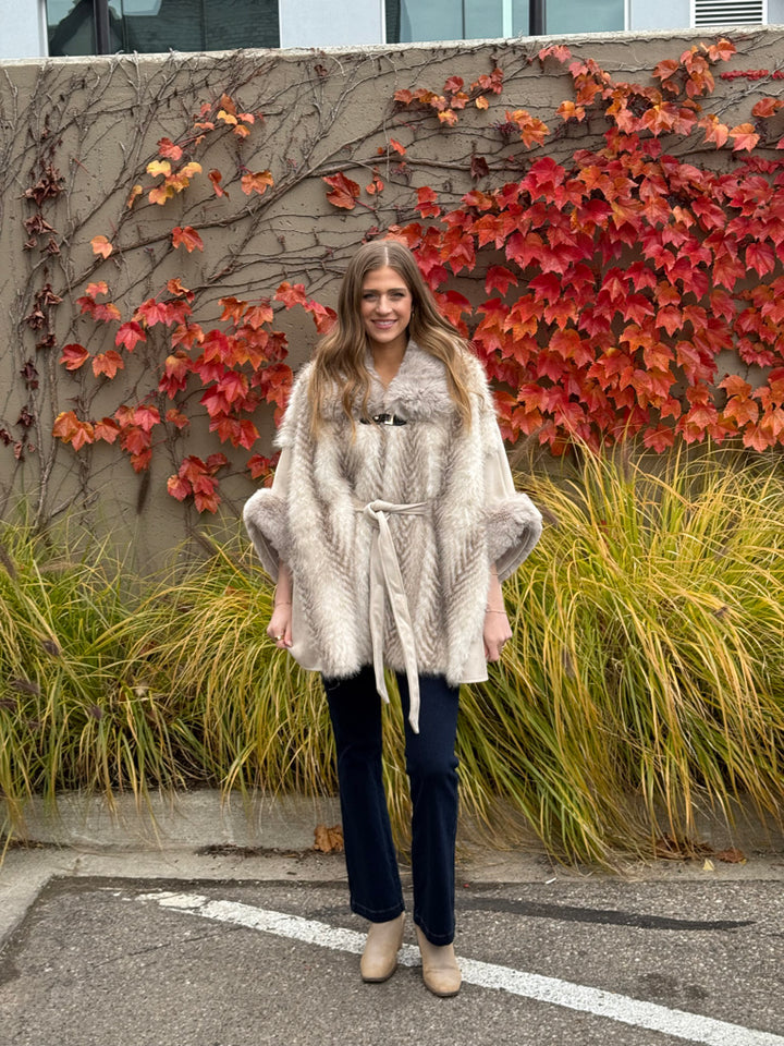 Aurora Herringbone Fur Wrap