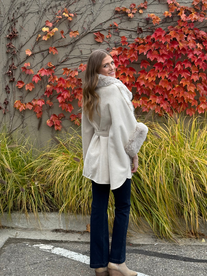 Aurora Herringbone Fur Wrap