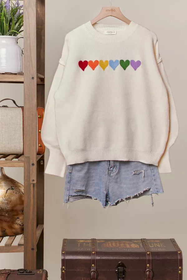 Rainbow Hearts Sweater