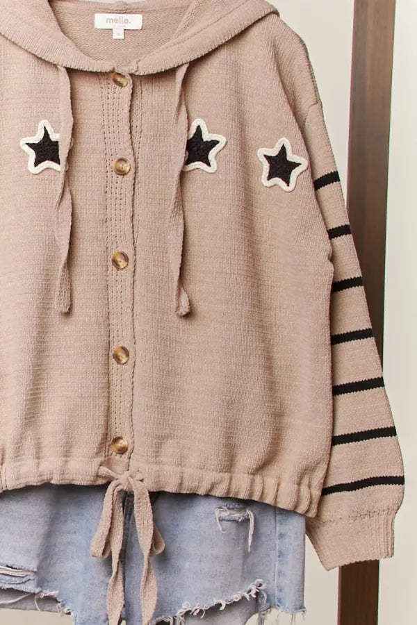Sandy Stars Drawstring Hoodie, Final Sale