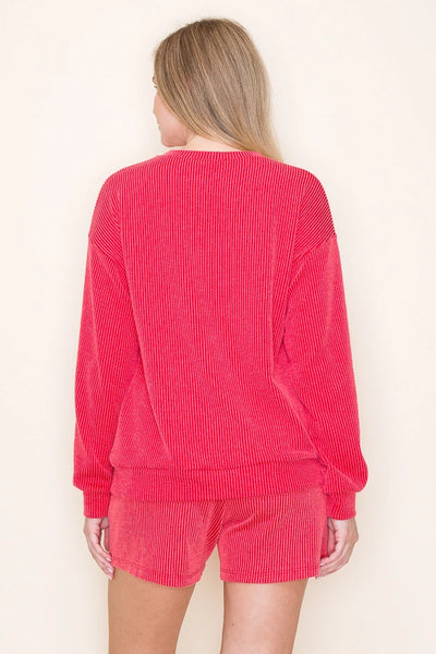 Jolly Ribbed Sweater, Red