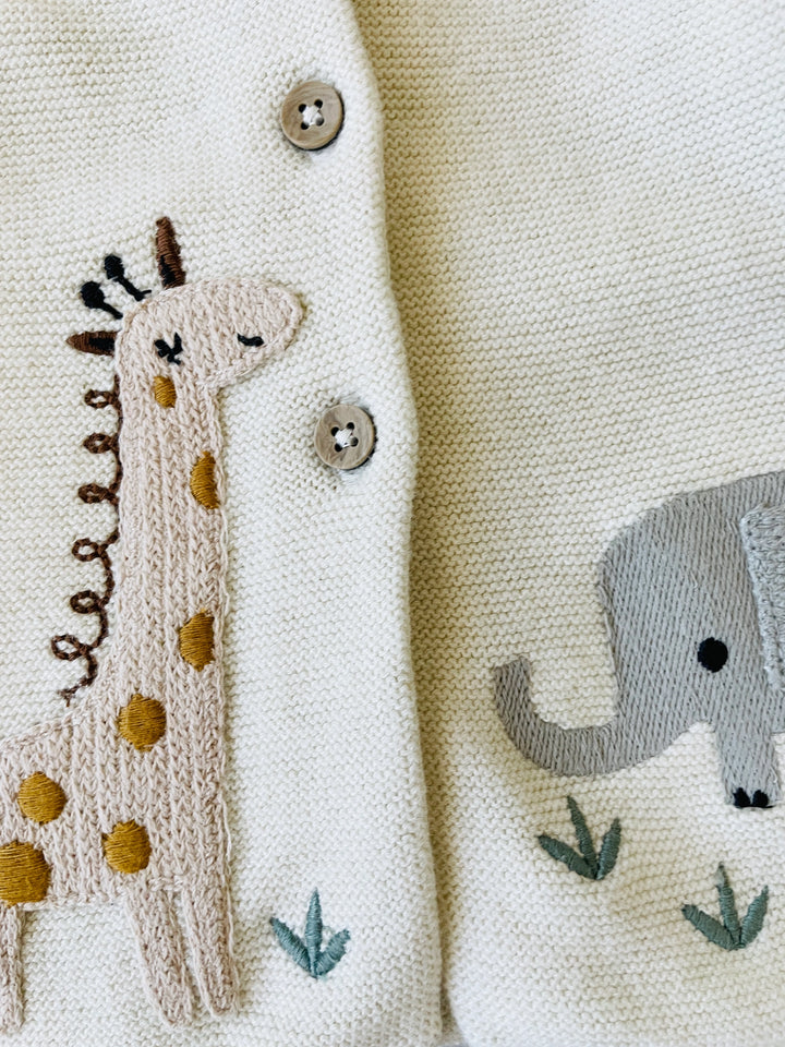 Animal Safari Heavy Knit Baby Cardigan