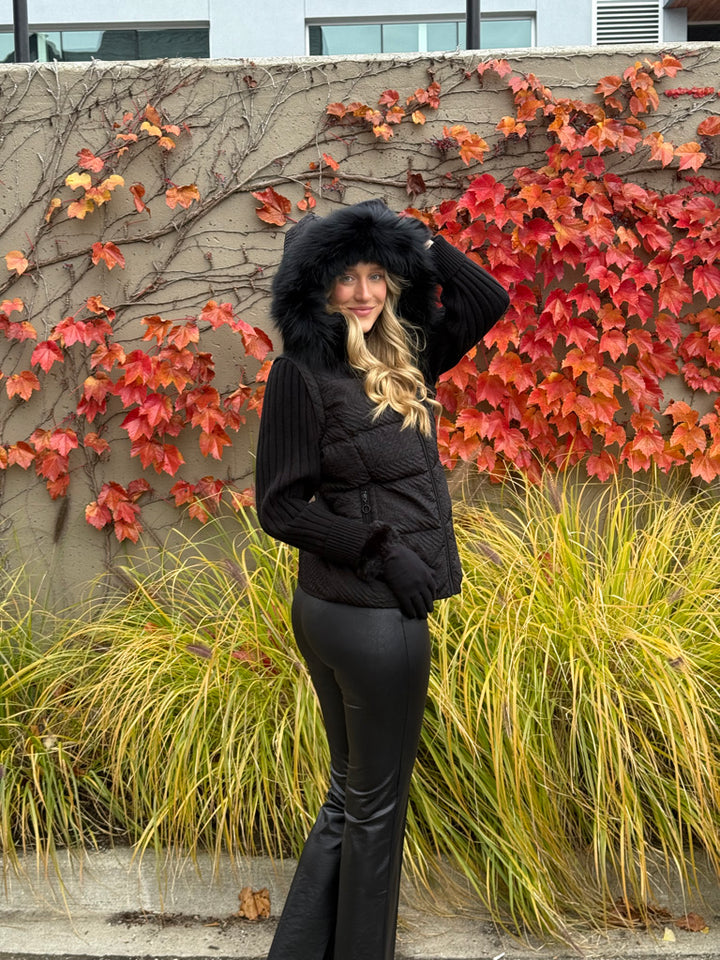 Soho Chic Knit Sleeve Puffer Jacket