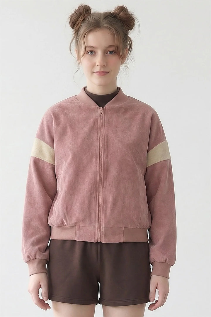 Blush Cord Bomber — "The Dog Walker"