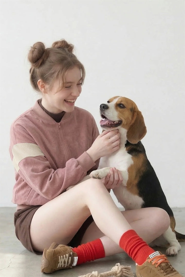 Blush Cord Bomber — "The Dog Walker"