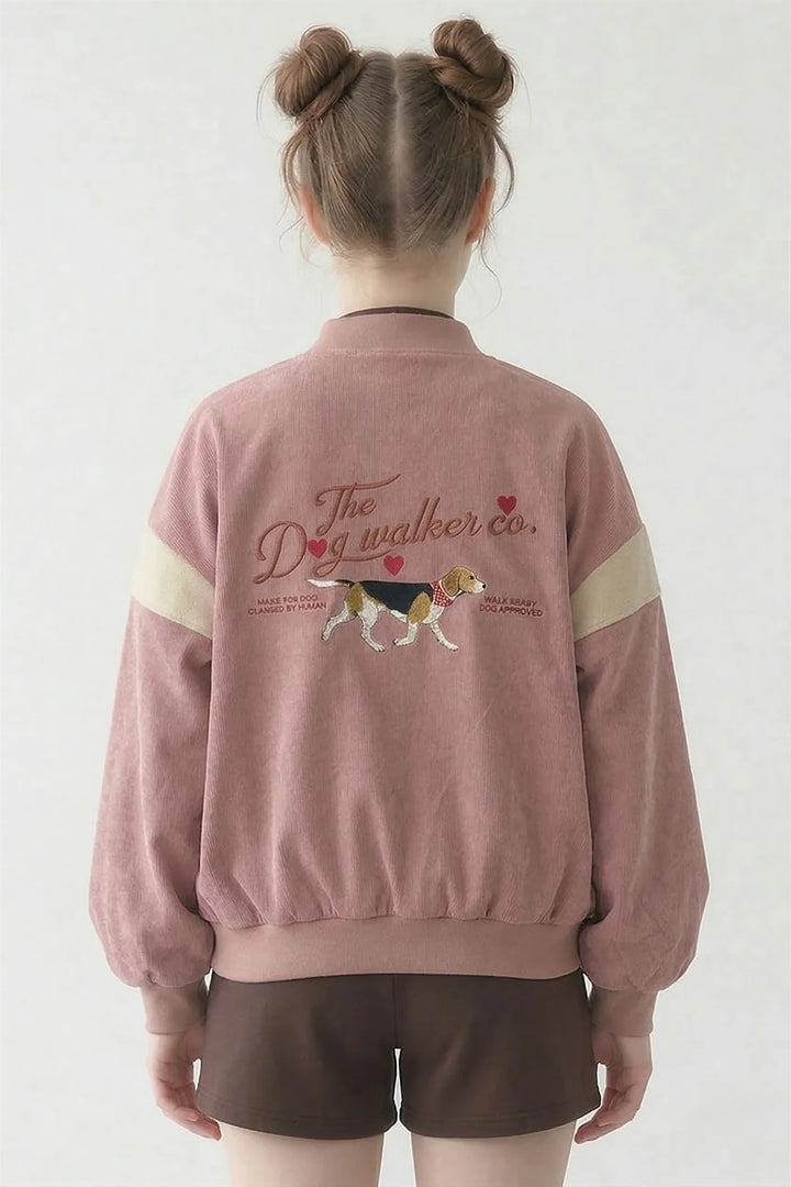 Blush Cord Bomber — "The Dog Walker"