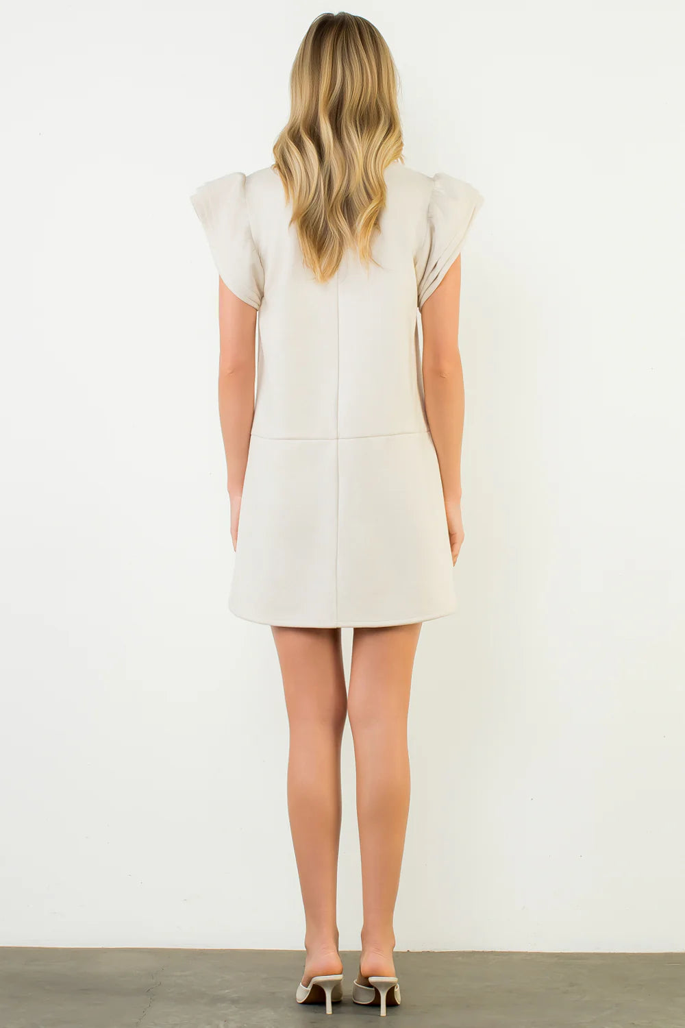 Fiona Flutter Sleeve Suede Dress