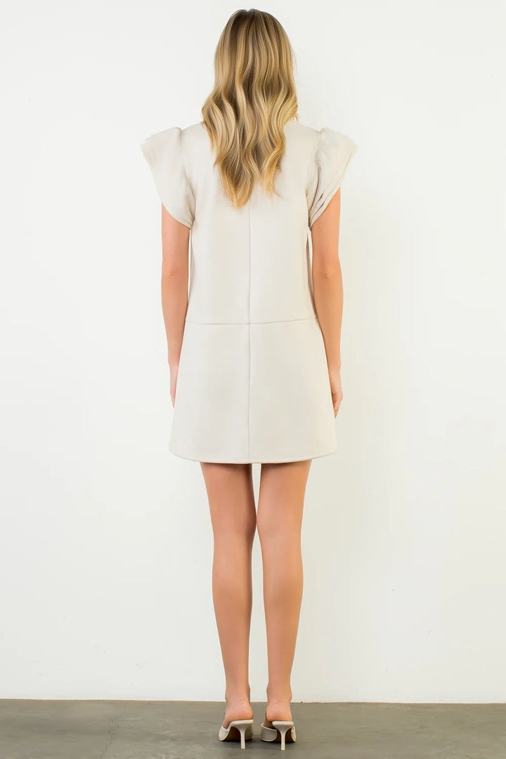 Fiona Flutter Sleeve Suede Dress