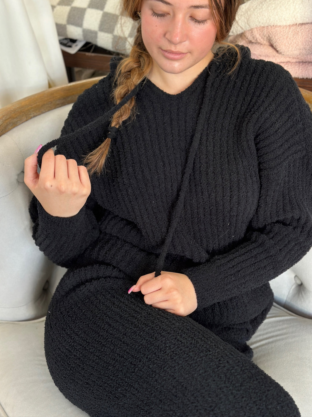 Lounge Luxe Ribbed Sweater W/ Hood