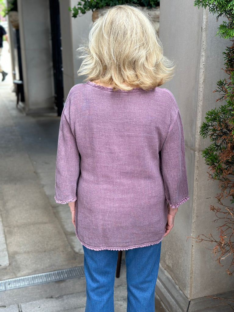 Barcelona Linen Top, Magenta