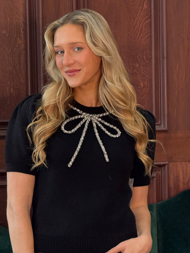 Jingle Bow Short Sleeve Sweater