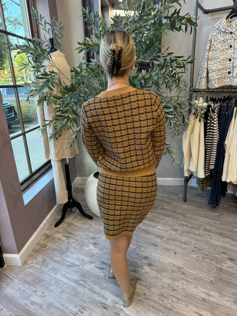 Preppy Plaid Tweed Skirt Set