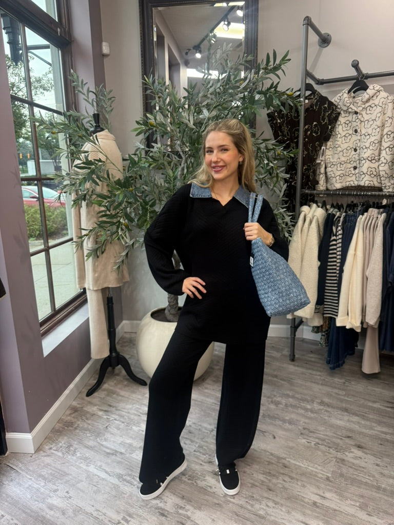 Chevron Charm Wide Leg Pant