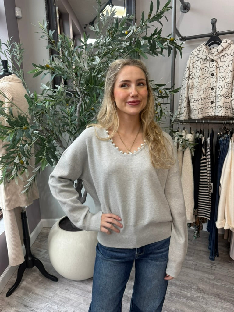 Margot Pearl Neck Sweater