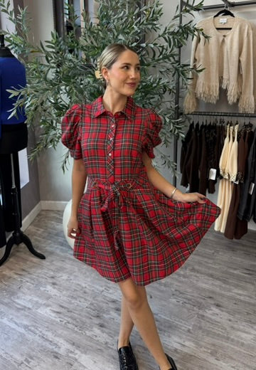 Mistletoe Magic Plaid Dress