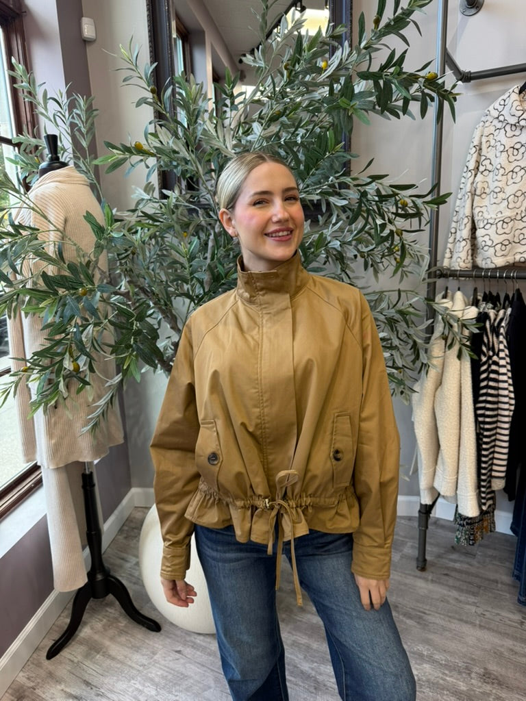 Maren Cotton Utility Jacket in camel, front view