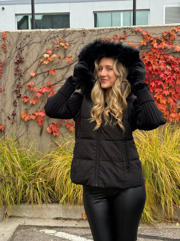Soho Chic Knit Sleeve Puffer Jacket