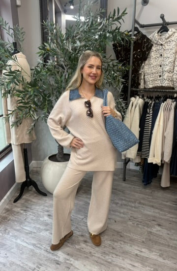 Chevron Charm Wide Leg Pant