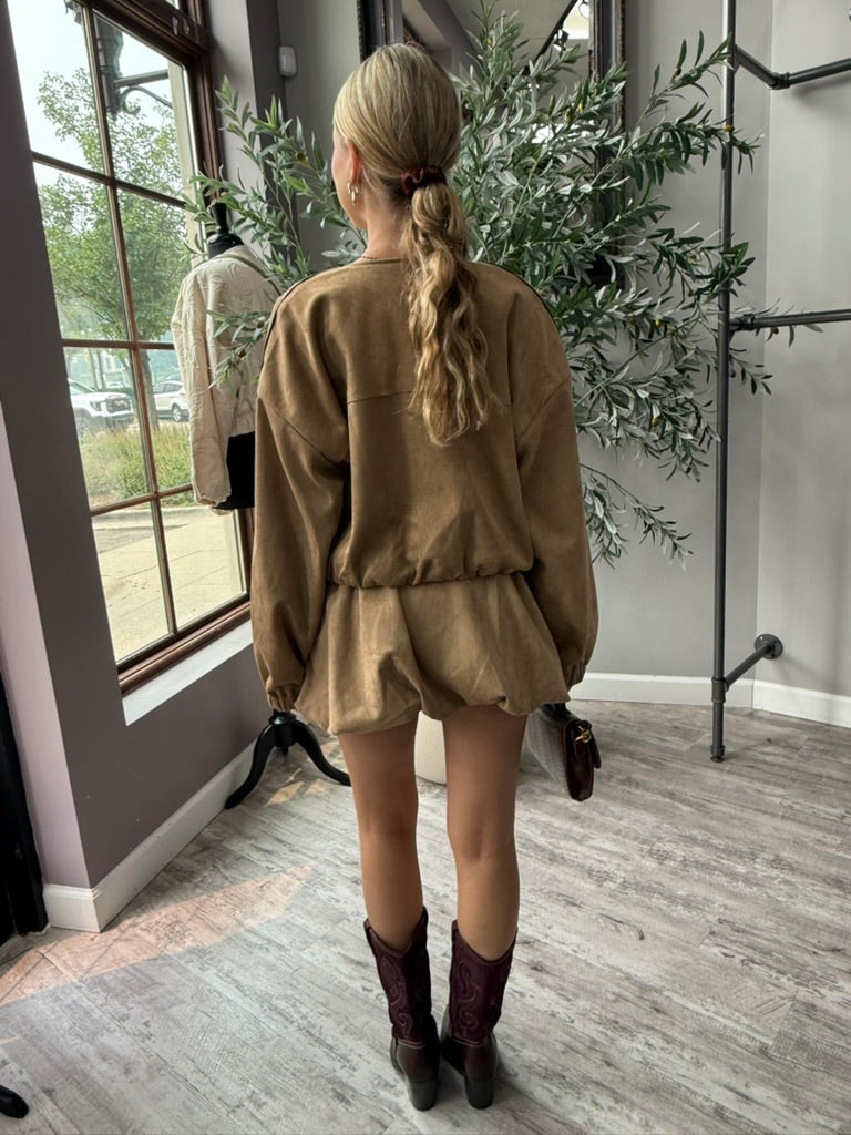 Mocha Muse Suede Bubble Skirt