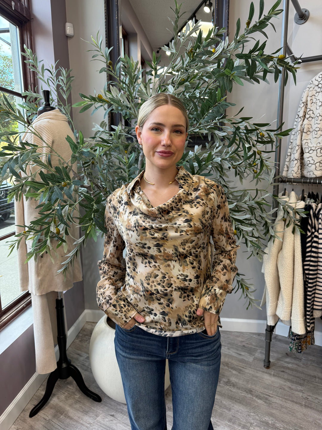 Leopard Luxe Draped Blouse