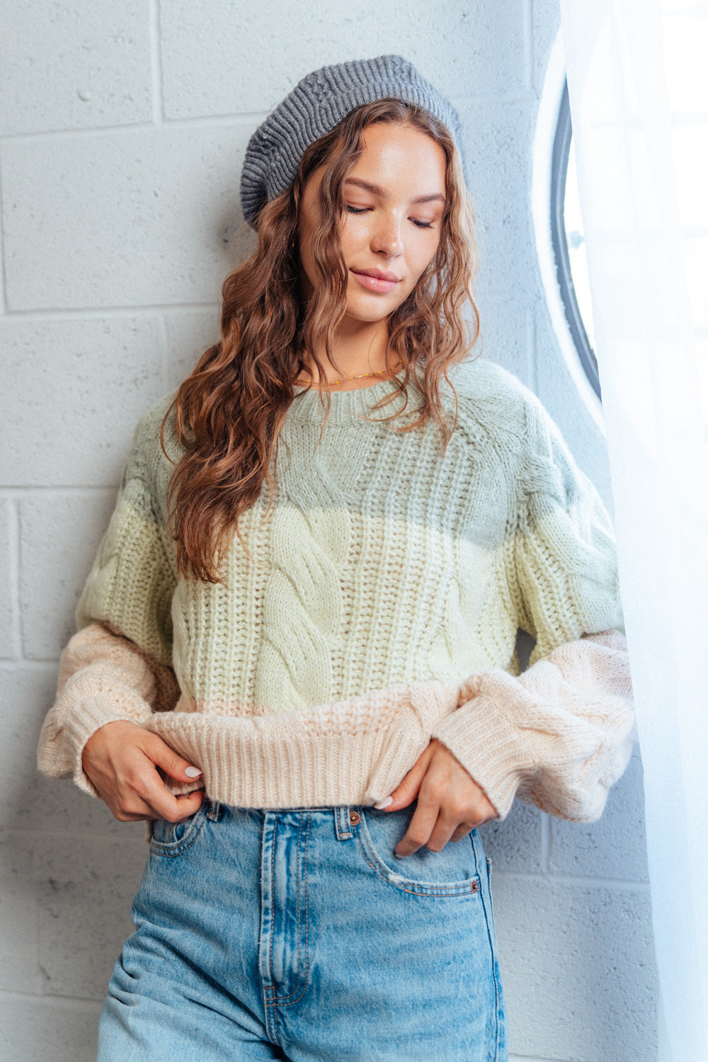 Chunky Sage Cable Sweater