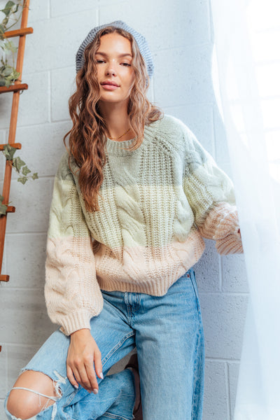 Chunky Sage Cable Sweater