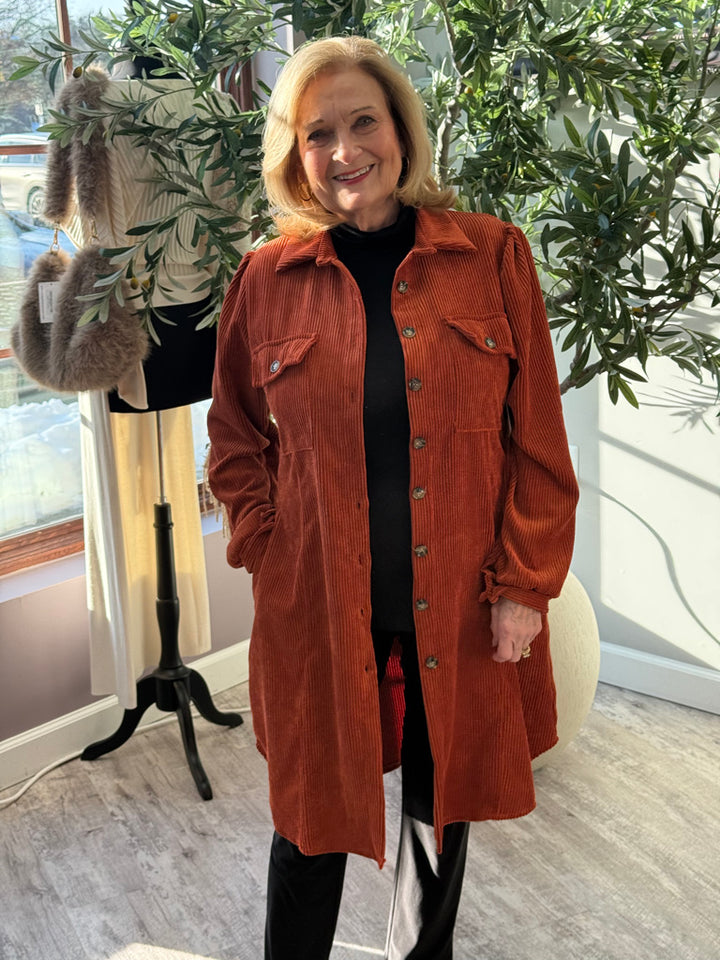 Cider &amp; Spice Corduroy Shirt Dress, Final Sale