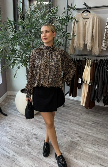 Leopard Mock Neck Top