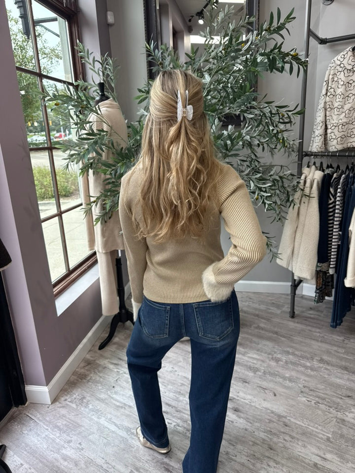 Chalet Faux Fur Trim Zip Cardigan