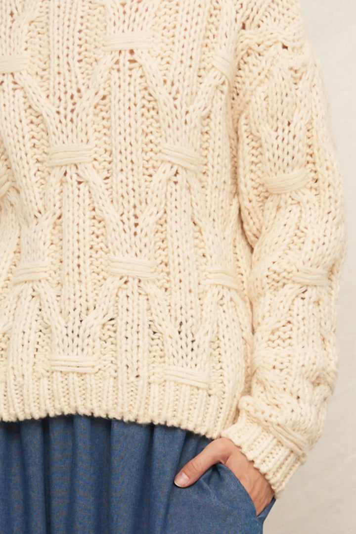 Maren Cable Knit Sweater in Ivory, view 4