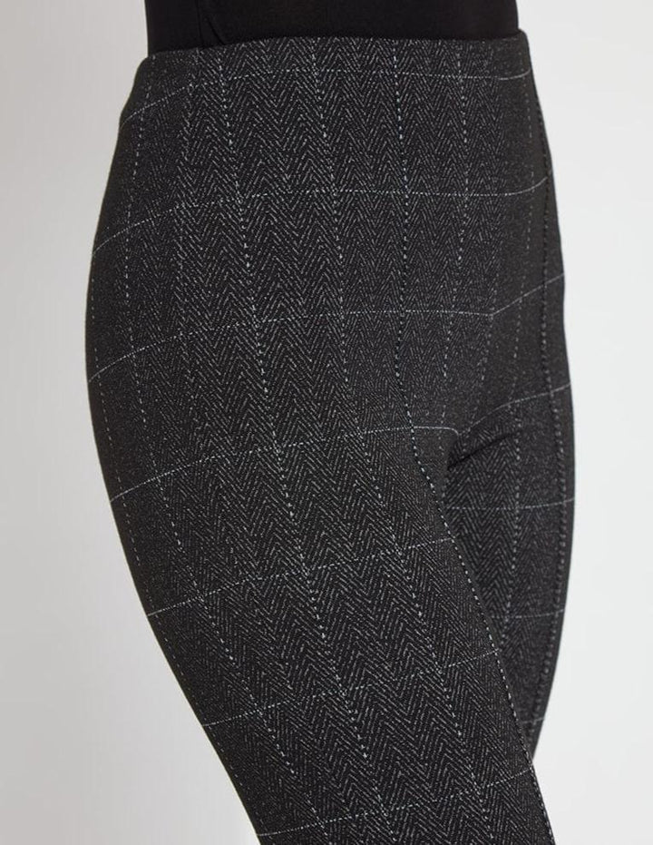 Salt &amp; Pepper Wide Leg Pant close-up of speckled herringbone and windowpane texture
